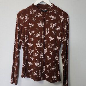 $5 LAST CALL! RW & CO. | Mock Turtleneck Floral Long Sleeve Top